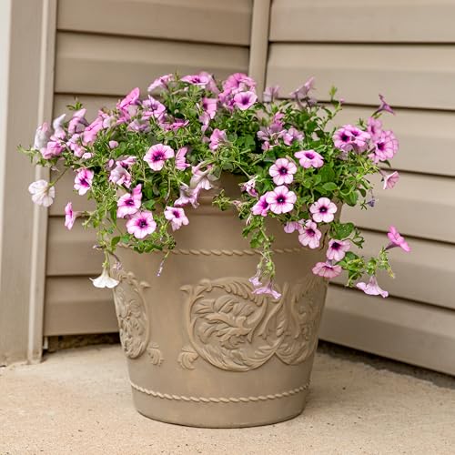 Sunnydaze Arabella 19.5'' Plastic Planter Pot for Plants, Beige - color: Beige, size: 19.5 in