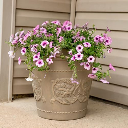 Sunnydaze Arabella 19.5'' Plastic Planter Pot for Plants, Beige - color: Beige, size: 19.5 in