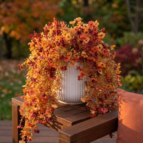 FULLMUSIC Autumn Artificial Flowers for Outdoor (Brown Yellow Orange)