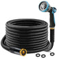 Garden Hose 25FT, Ultra Lightweight with 10-Function Nozzle - color: Black