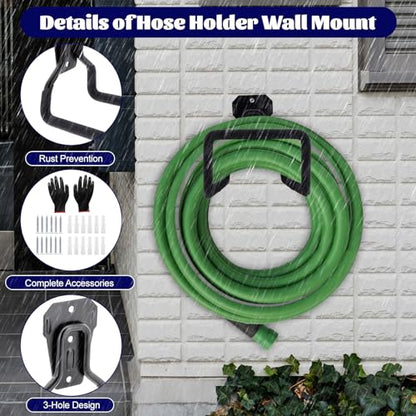 4 Pack Garden Hose Holder Wall Mounted, Heavy Duty Metal Water Hose Hanger - color: 4 Pack