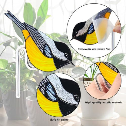 Acrylic Bird Flower Pot Decoration Plant Stake Plant Pot Hugger(3) - color: Yellow