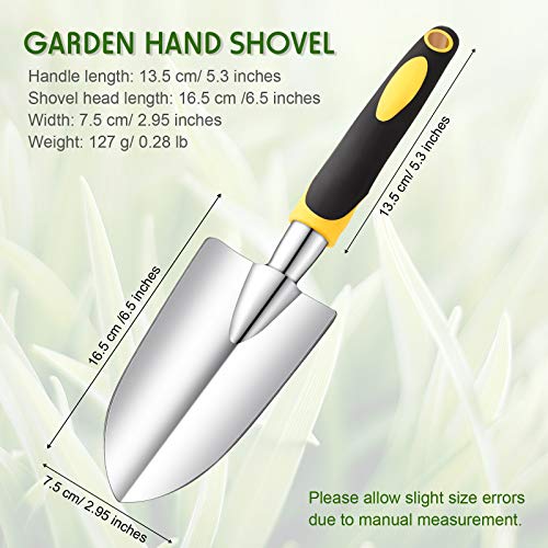 2 Pcs Garden Trowel Hand Shovel Tool Soil Scoop with Soft Rubberized Non Slip Handle Aluminum Alloy Potting Shovel for Digging Planting (Yellow, Green)