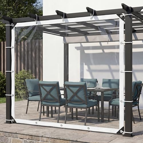 Heavy Duty Clear Tarp Waterproof, 14 Mil Thick Plastic Sheeting with Metal Grommets, Tear-Resistant Clear Vinyl Roll for Greenhouse Cover, Patio Enclosure and Camping, 420g/m²(8x16ft) - size: 8x16ft