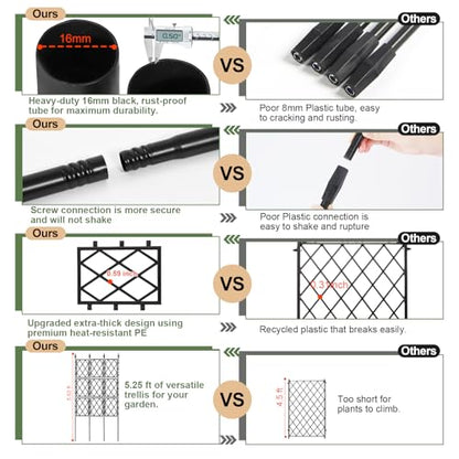63 Inch Garden Trellis Support Fence Metal Lattice Climbing Frame Black - color: Black