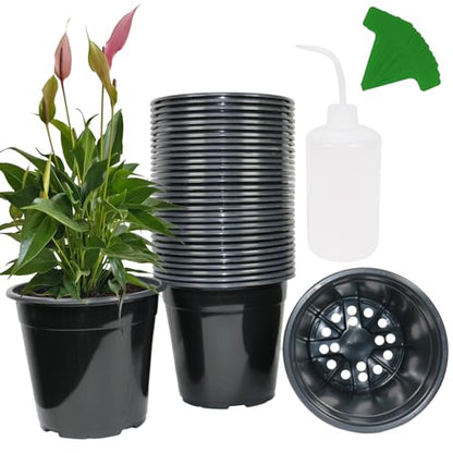 32-Pack 1.5 Gallon Nursery Pots, Thickened Soft Seed Starting Container for Indoor Outdoor Plants,Seedlings, Vegetables, Succulents and Cuttings (Black)