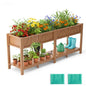 HIPS All-Weather Elevated Raised Garden Bed with Legs,72"L x 17"W x 28.7"H - color: Teak, size: 72"L-Without Wheels
