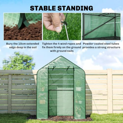 Outsunny 4.7' x 2.3' x 6.2' Small Greenhouse, Foldable Frame, Green - color: Green