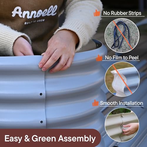 8x2x2.5 ft Galvanized Raised Garden Bed, 30" Tall Metal Planter Box - color: Beige, size: 8x2x2.5ft