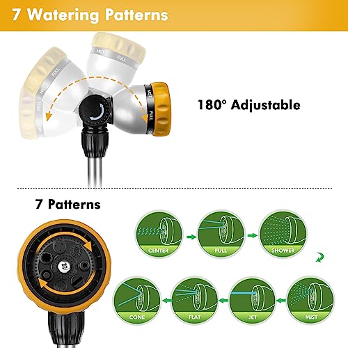 RESTMO Heavy Duty Metal Hose Wand, Watering Wand for Garden Hose - color: Yellow