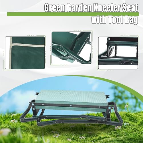 HOSTIC Gardening Workseats Garden Kneeler Seat Portable Foldable Garden Foam Pad Bench with Tool Bag