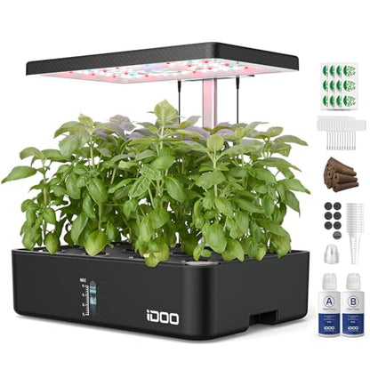 iDOO 12Pods Hydroponics Growing System Garden with LED Grow Light - size: 12Pods