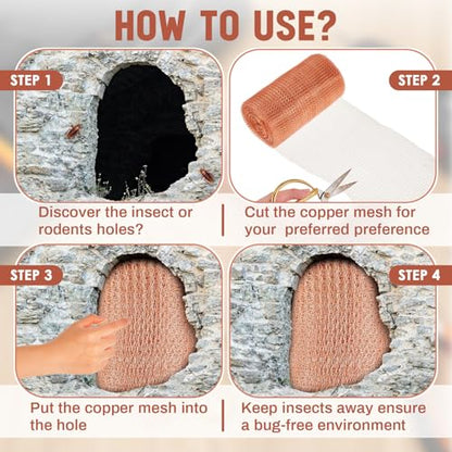 Gisafai 12'' X 32 ft Copper Mesh Roll for Rodent Control, 1 Roll - size: 12" X 32 ft