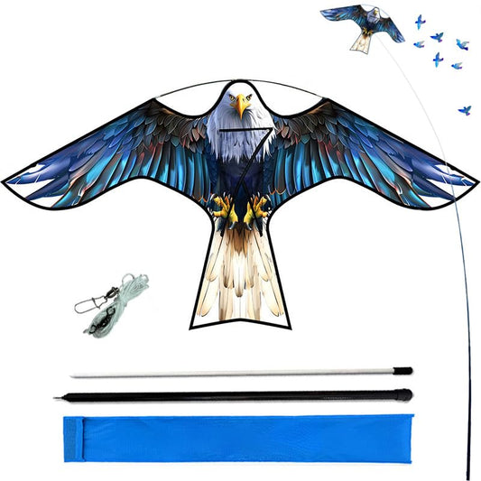 HENGDA KITE Bird Scarer Hawk Flying Kite with 4m Pole for Farm Protector(B)