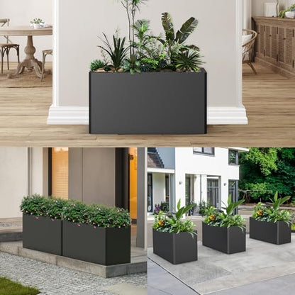 Rectangular Metal Planter Box 36x15x15 inch, Black - size: 36X15X15In Black