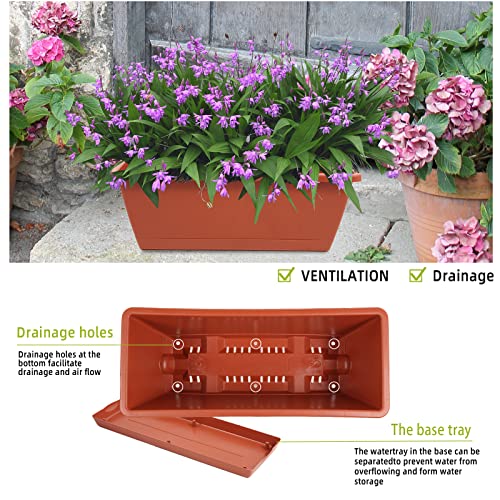 8pcs Window Box Planter,Rectangle Plastic Vegetable Flower Planters Boxes - color: Red