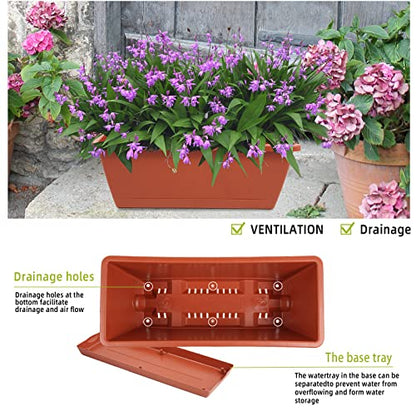 8pcs Window Box Planter,Rectangle Plastic Vegetable Flower Planters Boxes - color: Red