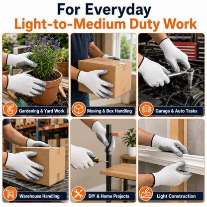 Work Gloves, Nitrile-Coated Grip for Yard Work, Moving & Warehouse, Large