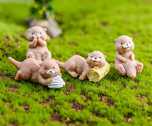 4PCS Otter Fairy Garden Supplies - Miniature Figurines Accessories, DIY Kit, Micro Landscape Ornaments, Fairy Garden Animals - color: Otter