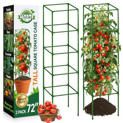 2 Pack 72" Tomato Cages for Garden, Heavy Duty Adjustable Plant Support - size: 72 inch