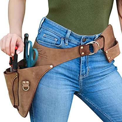 Leather Garden Utility Belt for Women - Florist Tool Holster, Gardening Apron - Gift Box Included, Hammer Holder - size: Right