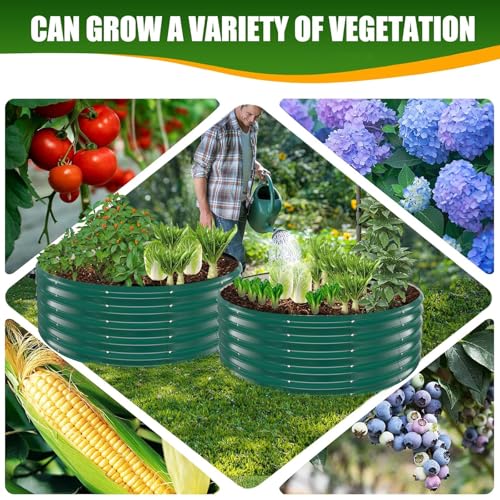 TBMLC 17" Tall,4 FT Diameter Elevated Round Metal Raised Garden Bed Green - color: Dark Green, size: 4FT Diameter