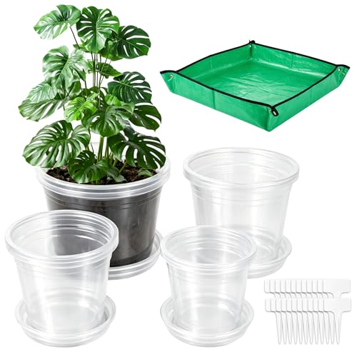 12PCS 5.75/7/8/10 in Clear Nursery Pots with Drainage Plant Pots