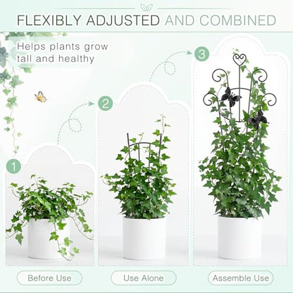 MEILIDY 32.6 Inch Expandable Plant Trellis with Tape Tie, Black, 2 Packs