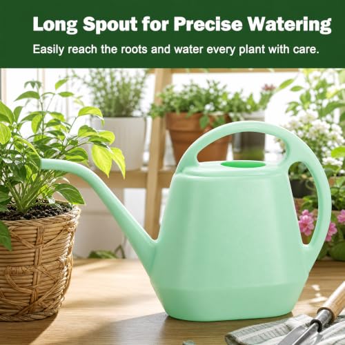 Fasmov Plastic Watering Can, 1-Gallon, Pine Green