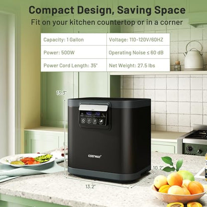 COSTWAY 4L Electric Composter for Kitchen with Auto-Cleaning, LED Display