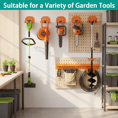 2 Pack Wall Mounted Tool Holder for Garage & Garden - Orange Metal Durable