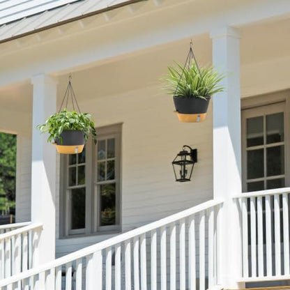 ZMTECH Large 12Inch Self Watering Hanging Planter, Water Window & Chain - color: Dark Gray