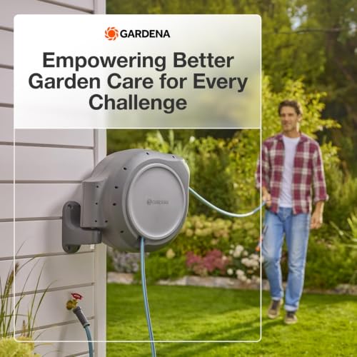 GARDENA Retractable Garden Hose Reel, 50 ft, 180 Degree Wall Mount - 20500 - size: 50 ft