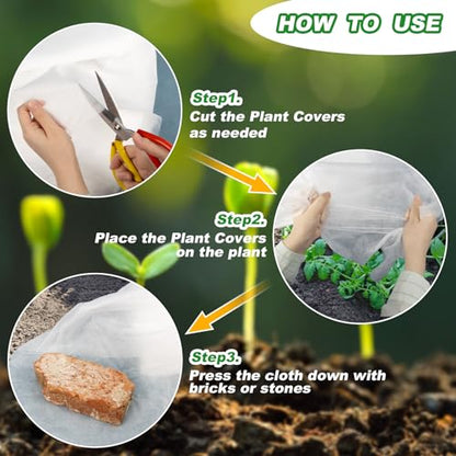MAQIHAN Plant Covers Freeze Protection - 4.9ft x 16ft Frost Cloth for Plant - size: 4.9 ft x 16 ft