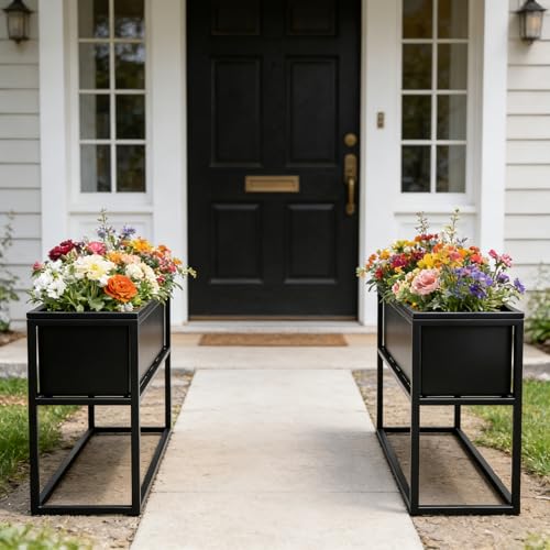 Raised Garden Bed Elevated Planter Box with Legs Black - size: 29.5"Lx11.8W"x16"H
