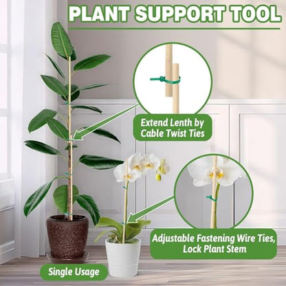 AUGSHY Bamboo Plant Stakes 18 Inch, 64 PCS Natural Bamboo Garden Stakes