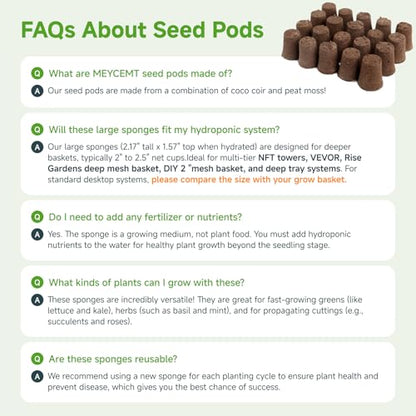 Large Hydroponic Sponges 20 Pack, 2.17" Tall for Deep Grow Baskets, Universal Fit Replacement Pods for Multi-Tier Towers & 2" Net Cup Systems – Seed Starting & Plant Cloning