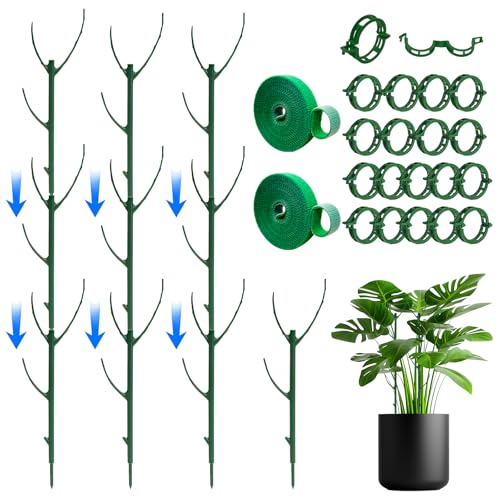 10 Plant Support Stakes for Indoor Plants with Clips & Plant Tie