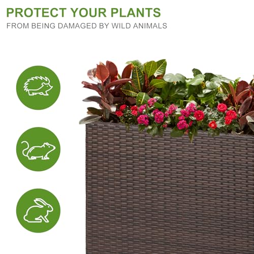 LEWIS&WAYNE Tall Planters for Outdoor Wicker Large Rectangular Block Box - color: Brown