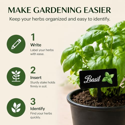 Acrylic Plant Labels 12 Styles with Herb Names for Garden Herbs - color: Black, size: 2.7 x 4 inch