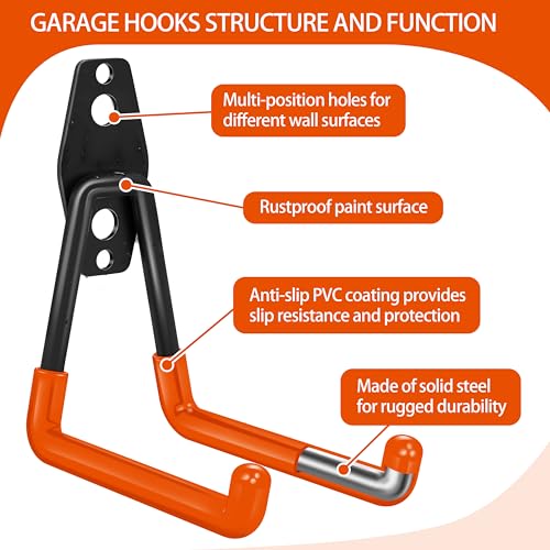 28 Pack Garage Hooks Heavy Duty with Non Slip PVC Coating - color: Orange, size: 28pack