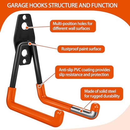 28 Pack Garage Hooks Heavy Duty with Non Slip PVC Coating - color: Orange, size: 28pack