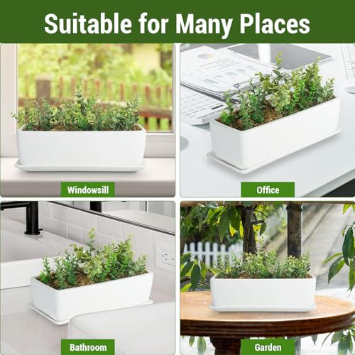 MyGift 14 Inch Unglazed White Ceramic Indoor Plant Pot with Drainage Hole - size: 14.5 inch