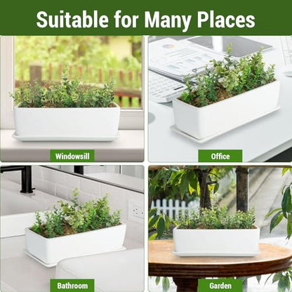 MyGift 14 Inch Unglazed White Ceramic Indoor Plant Pot with Drainage Hole - size: 14.5 inch