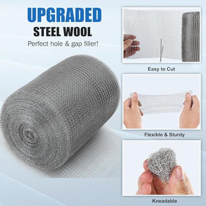 Valchoose Stainless Steel Mesh Roll 5" x 50 Ft, Wire Mesh for Mice Control - size: 5” X 50 Ft