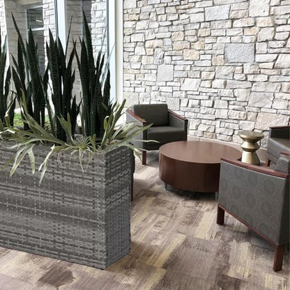 SUNNYPARK Large Rectangular Planter for Outdoor Rattan Block Box 32x11x24'' - color: Gray