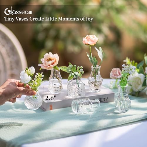 Glasseam Mini Bud Vases for Centerpieces: 40Pcs Clear Glass Vases in Bulk - size: 40pcs