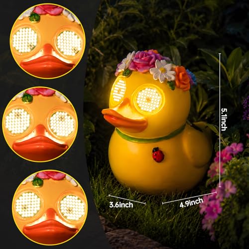 Porch Duck Statue,Solar Garden Duck Decor with Moving Eyes - style: Country