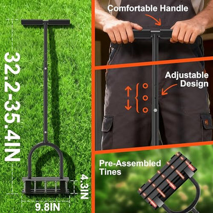 Lawn Aerator with Spring-Loaded Automatic Soil Removal Design