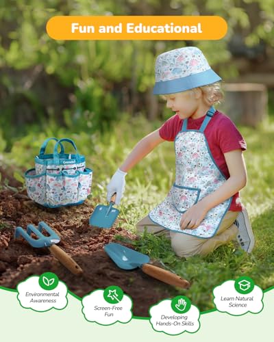 Grenebo 8-Piece Kids Gardening Set with Garden Tools for Kids, Blue - color: B-blue